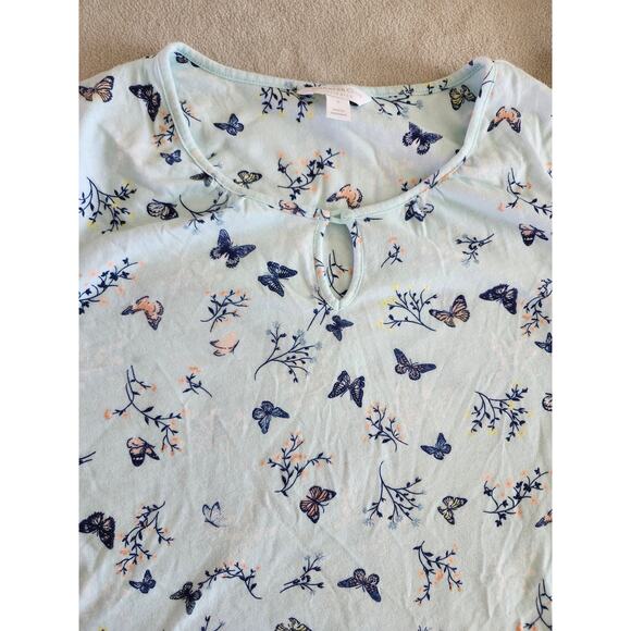 Charter Club Small Butterfly Pajama Set Blue Short Sleeve Capris - Picture 4 of 10